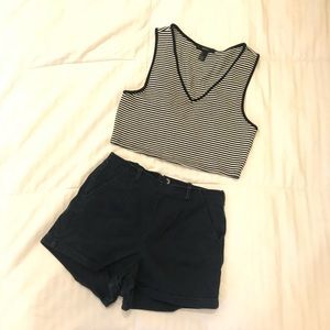 Stripped Sleeveless V Crop Top | Forever 21